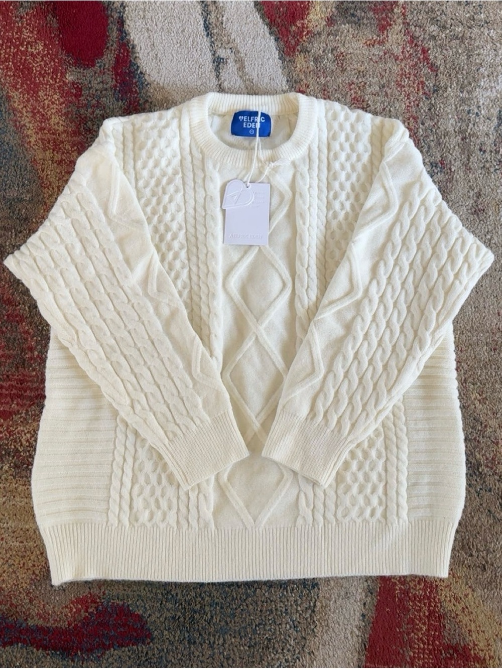 Aelfric Eden Cream Cable Knit Crewneck Sweater NWT